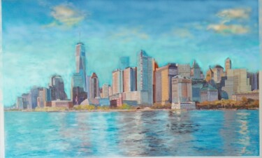 Peinture intitulée "Manhattan skyline" par Davide Rodoquino, Œuvre d'art originale, Acrylique