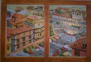 Painting titled "Piazza di Spagna  (…" by Davide Rodoquino, Original Artwork, Acrylic