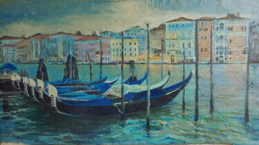 Painting titled "Canal Grande 2020 S…" by Davide Rodoquino, Original Artwork, Oil Mounted on Wood Stretcher frame