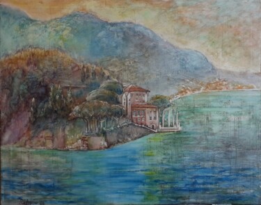 Peinture intitulée "Villa Balbianello" par Davide Rodoquino, Œuvre d'art originale, Encre