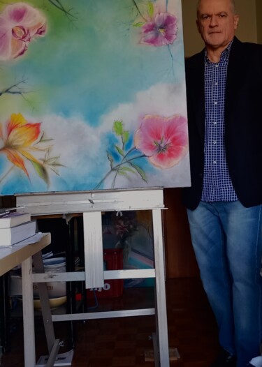 제목이 "Allo studio di fian…"인 미술작품 Davide Rodoquino로, 원작, 잉크 나무 들것 프레임에 장착됨