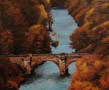 Painting titled "Orange Road" by Davide Braito, Original Artwork, Oil