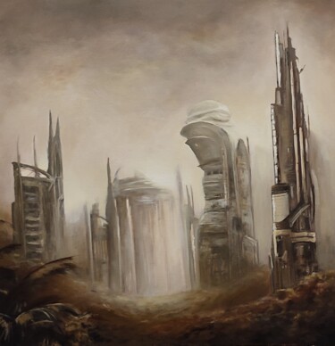 Pintura intitulada "Futuristic jungle c…" por Davide Braito, Obras de arte originais, Óleo