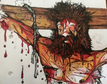 Dibujo titulada "Isaías 53 :4" por David Falkão, Obra de arte original, Lápiz