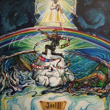Painting titled "Joel 2 :1" by David Falkão, Original Artwork, Acrylic Mounted on Wood Panel
