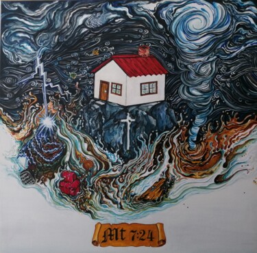 Schilderij getiteld "MT 7:24" door David Falkão, Origineel Kunstwerk, Acryl