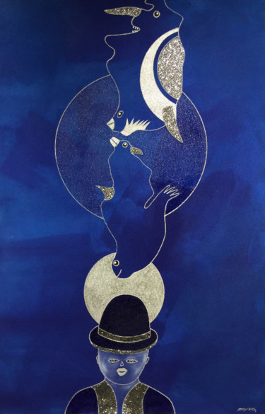 Schilderij getiteld "Clair de lune" door David Farsi, Origineel Kunstwerk, Olie