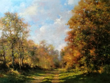 Painting titled "Soleil d'automne" by David Garcia, Original Artwork, Oil