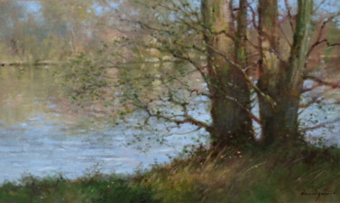 Painting titled "Bord de Loire" by David Garcia, Original Artwork, Oil