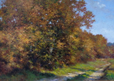 Painting titled "Bord de chemin" by David Garcia, Original Artwork, Oil