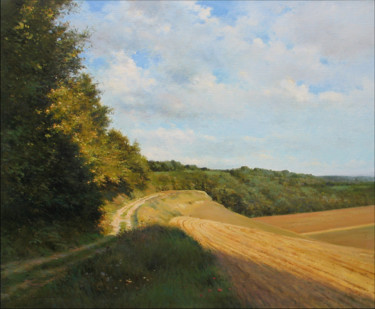 Painting titled "Chemin de Montbois" by David Garcia, Original Artwork, Oil