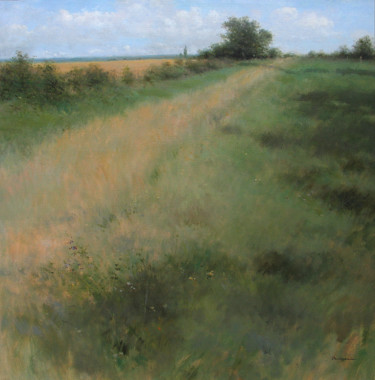 Peinture intitulée "Chemin herbeux" par David Garcia, Œuvre d'art originale, Huile