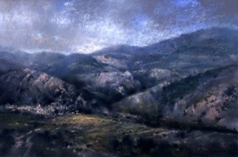 Peinture intitulée "Paysage de Montagne" par David Garcia, Œuvre d'art originale, Pastel
