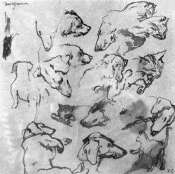 Ζωγραφική με τίτλο "Étude chiens & chats" από David Garcia, Αυθεντικά έργα τέχνης