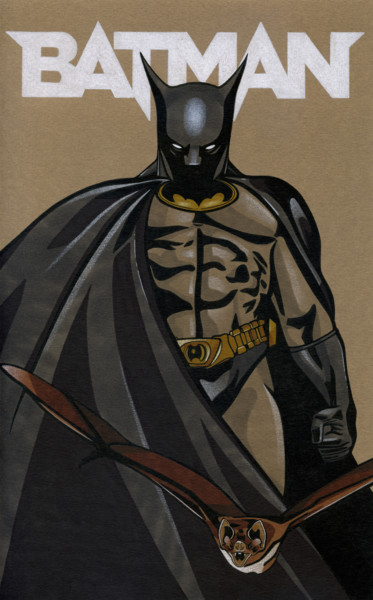 Disegno intitolato "The Batman" da David Herbouiller, Opera d'arte originale, Inchiostro Montato su Cartone