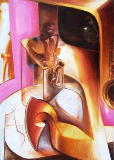 Painting titled "Coltrane's beat" by David Huet, Original Artwork, Oil