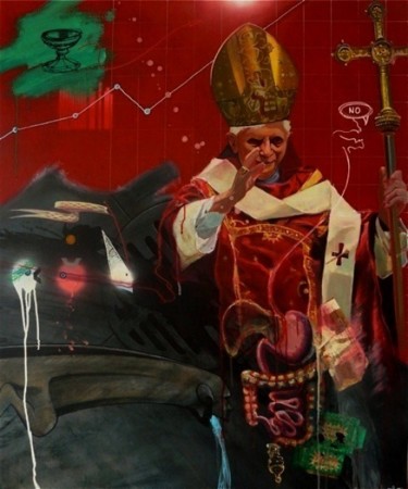 Pintura titulada "Portrait d'un pape" por David Huet, Obra de arte original, Oleo