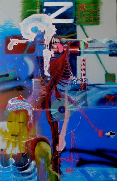 Peinture intitulée "le spectre de la cr…" par David Huet, Œuvre d'art originale, Huile