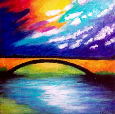 Painting titled "Pont du Ciel (Bridg…" by Davidian Gotis Abstraction Abstraite, Original Artwork, Acrylic