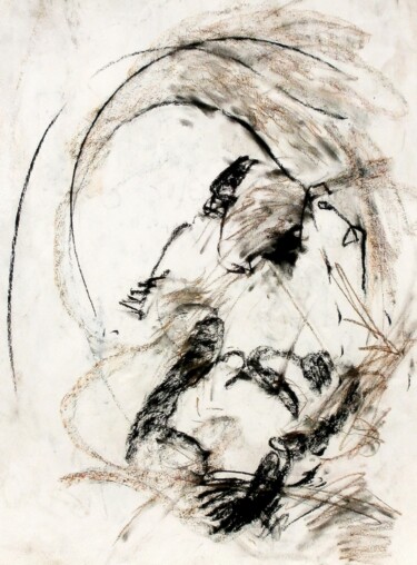 Dibujo titulada "Morticia - Abstract…" por Davidian Gotis Abstraction Abstraite, Obra de arte original, Carbón