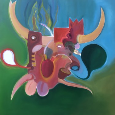 Horn and flesh Peinture intitulée "Horn and flesh" par David Joly, Œuvre d'art originale, Huile Monté sur Châssis