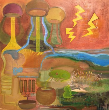 Peinture intitulée "Electrolyz" par David Joly, Œuvre d'art originale, Huile