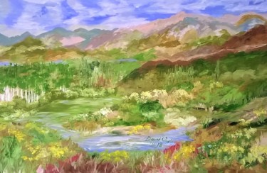 Painting titled "MOUNTAIN VALLEY" by David Cade, Original Artwork, Oil