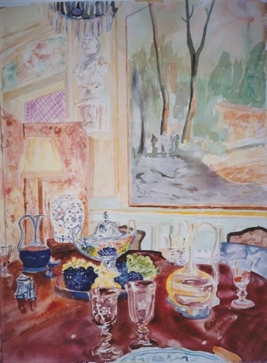 Peinture intitulée "STILL LIFE WITH GRA…" par David Cade, Œuvre d'art originale, Aquarelle