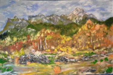 Peinture intitulée "EARLY AUTUMN ROCKY…" par David Cade, Œuvre d'art originale, Huile