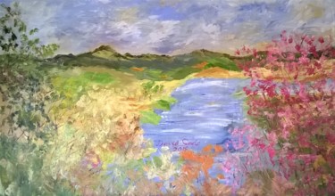 Painting titled "RIVER VIEW FROM BRI…" by David Cade, Original Artwork, Oil