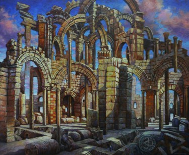 Painting titled "ruines-aberrantes-i…" by David Lefebvre, Original Artwork, Oil