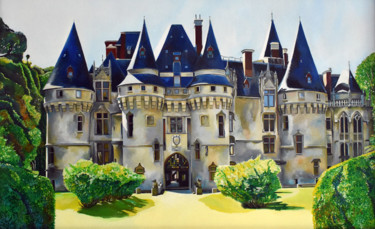 Painting titled "Le Château de Vigny" by David Le Pichon, Original Artwork, Oil