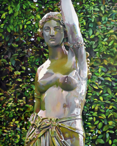 Painting titled "La Fontaine aux Ois…" by David Le Pichon, Original Artwork, Oil