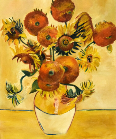 Peinture intitulée "Les Tournesols (D'a…" par David Le Pichon, Œuvre d'art originale, Huile