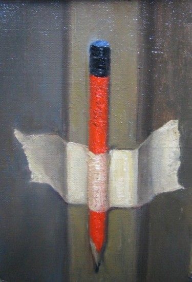 Painting titled "Red Pencil" by David Moreschi, Original Artwork