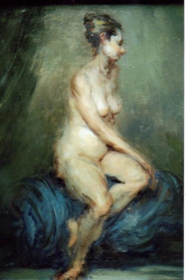 Painting titled "Seated Model" by David Moreschi, Original Artwork