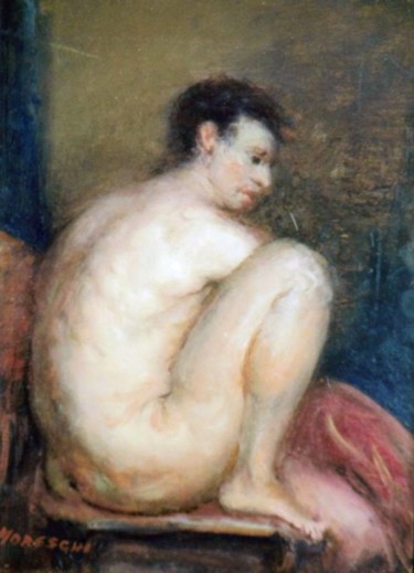 Painting titled "Male Figure Study" by David Moreschi, Original Artwork