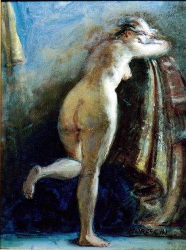 Painting titled "Female Model Resting" by David Moreschi, Original Artwork