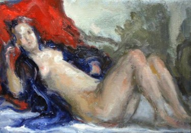 Painting titled "Reclining Female" by David Moreschi, Original Artwork, Oil