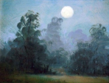 Painting titled "Moon Rising" by David Moreschi, Original Artwork
