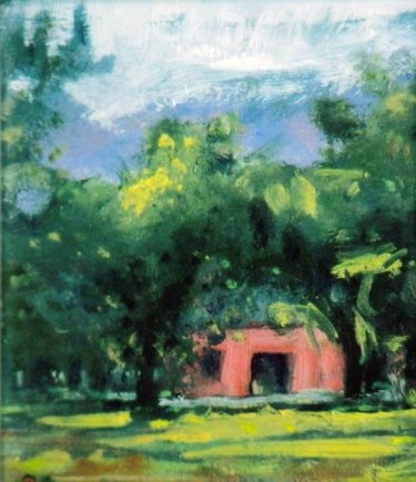 Painting titled "Red Barn" by David Moreschi, Original Artwork