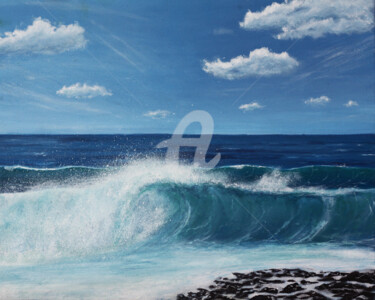 Peinture intitulée "Tableau mer - ligne…" par David Quant, Œuvre d'art originale, Acrylique