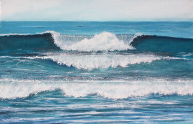 Painting titled ""Ocean waves" peint…" by David Quant, Original Artwork, Acrylic