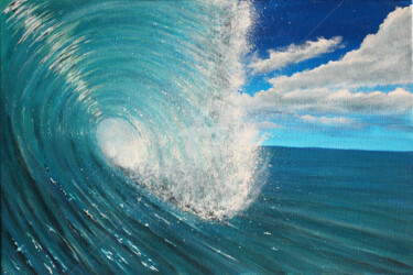 Painting titled ""Vague océane" pein…" by David Quant, Original Artwork, Acrylic