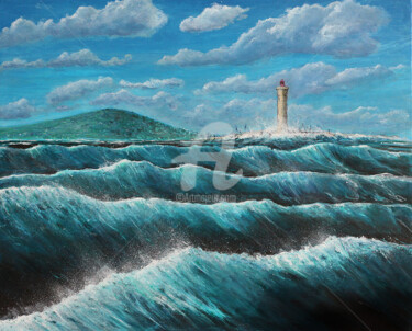 Pintura intitulada "Tempête en Méditerr…" por David Quant, Obras de arte originais, Acrílico