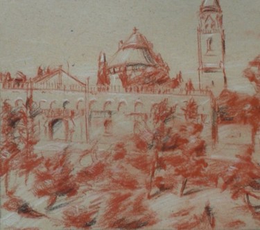 Drawing titled "Dormition Abbey 2012" by David Schoffman, Original Artwork