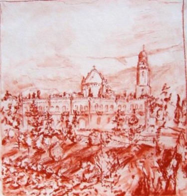 Drawing titled "Dormition Abbey 2005" by David Schoffman, Original Artwork