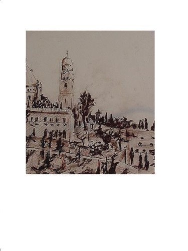 Drawing titled "Dormition Abbey 2000" by David Schoffman, Original Artwork