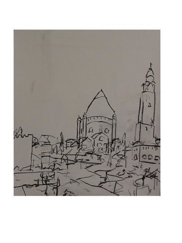 Drawing titled "Dormition Abbey" by David Schoffman, Original Artwork