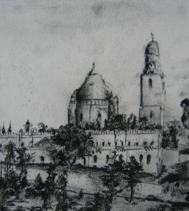 Drawing titled "Dormition Abbey 1995" by David Schoffman, Original Artwork